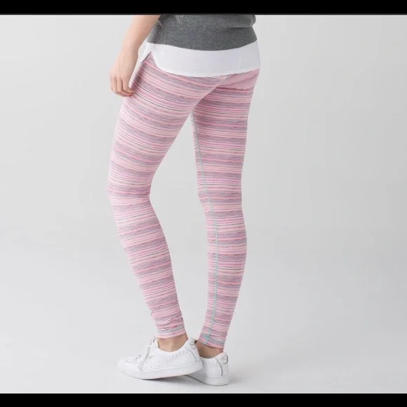 Lululemon Wunder Under Pink Cyber Stripe Leggings size - Main Image
